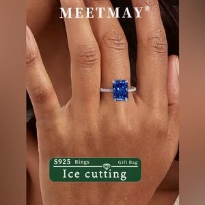 Tanzanite Moissanite Blue Silver Ring